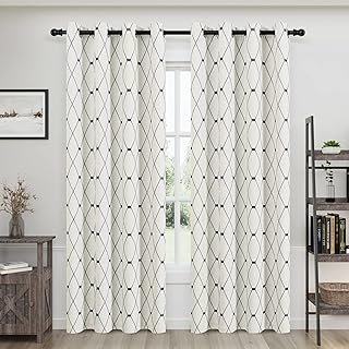 Joywell Cream Linen Textured Curtains 84 inches Long for Living Room Emb...
