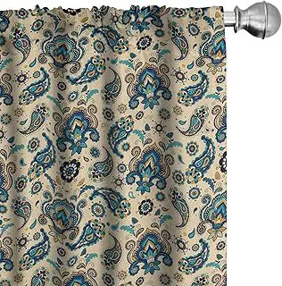 Ambesonne Paisley Curtains, Colorful Vintage Floral Teardrop Oriental Pa...