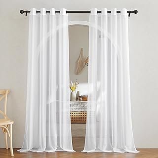 NICETOWN White Sheer Curtains 84 inches Long - Home Decoration Grommet A...