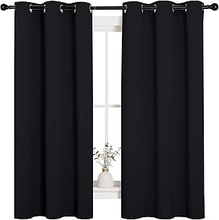 NICETOWN Halloween Pitch Black Solid Thermal Insulated Grommet Blackout ...