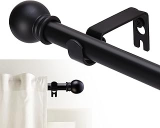 Curtain Rods for windows 32-62 inch, 5/8 inch Decorative Matte Black Spl...