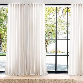 NICETOWN Cream Cotton Curtains 84 inch Long 2 Panels Set, 55