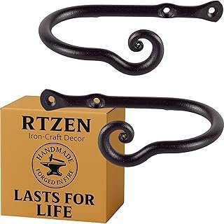RTZEN Decorative Metal Curtain Tiebacks - Farmhouse Wrought Iron Curtain...