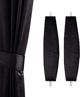 StangH Black Curtain Tie Backs for Drapes, Thick Plush Velvet Curtain Ho...