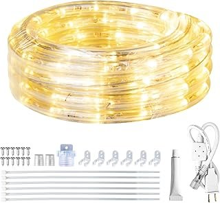SURNIE LED Rope Lights Outdoor Warm White, Waterproof 10FT Cuttable 3000...