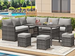 U-MAX 7 Pieces Patio Furniture Set, Outdoor Sectional Sofa Conversation ...