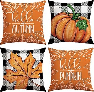 Artscope Fall Decorative Throw Pillow Covers 18x18 Inch Set of 4 Fall Gi...