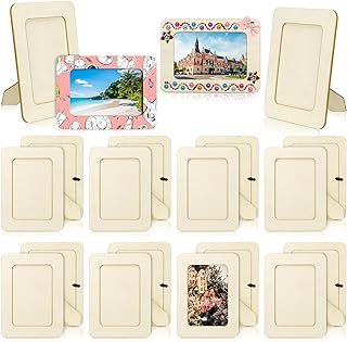20 Pack Wooden Picture Frames for Crafts, DIY Wood Craft Picture Frames ...