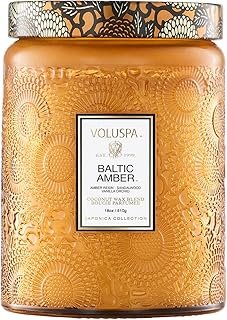 Voluspa Baltic Amber, Large Candle Jar, 18 oz, 100 Hour Burn Time, Cocon...