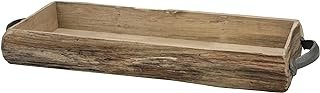Stonebriar Rectangle Natural Wood Bark Serving Tray with Metal Handles, ...
