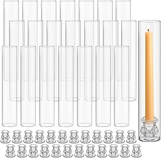 24 Set Glass Hurricane Candle Holders 12.6