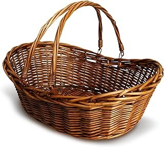 Wald Imports - Medium Wicker Basket with Handle - Dark Brown Hand Woven ...