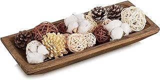 Hanobe Decorative Wooden Dough Bowl: Wood Table Centerpiece Decorations ...