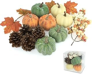 15 PCS Mini Pumpkin Decor - Plastic Pumpkins Fall Decor for Halloween Th...
