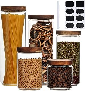 Glass Canisters With Wooden Lids Kitchen Jars for Storage,Tea,Sugar and ...