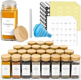 NETANY 24 Pcs Glass Spice Jars with Bamboo Lids, 4 oz Glass Jars with Mi...