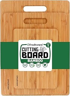 Bamboo Cutting Boards for Kitchen [Set of 3] Wood Cutting Board for Chop...