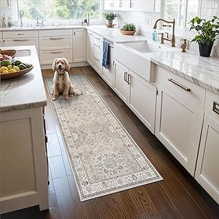 2x6 Hallway Washable Runner Rug : Vintage Soft Kitchen Laundry Runner wi...