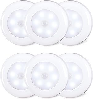 STAR-SPANGLED 6 Pack 2.8” Motion Sensor Lights Indoor AAA Battery Operat...
