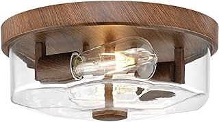 Flush Mount Ceiling Light with Clear Glass Shade, 2-Light Indoor Outdoor...