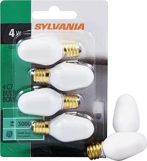SYLVANIA Incandescent 4W C7 Night Light Bulb, E12 Candelabra Base, 15 Lu...