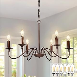 Depuley Farmhouse Chandelier for Dining Room: 6-Light Antique Industrial...