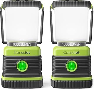 Consciot LED Battery Powered Camping Lantern, 1000LM, 4 Light Modes, IPX...