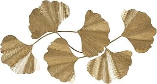 Madison Park Wall Art Living Room Décor Faye Metal Foil Ginkgo Leaf Larg...