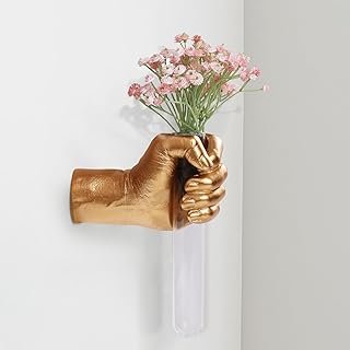 Gold Wall Sculptures, Hand Vases Home Decor, Wall Mount Art Sculpture, U...