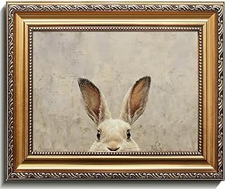 Uniro Vintage Gold Framed Wall Art, Easter Bunny Wall Art Decor, Neutral...