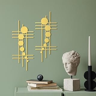 Therwen 2 Pcs Metal Wall Art 15.75 x 7.09 Inch Abstract Minialist Metal ...