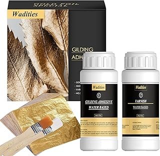 Gold Leaf Gilding Adhesive Set, 100ml Water Based Glue and 100ml Varnish...