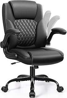 Leather Office Chair, PU Home Computer Desk Chairs with Ergonomic Back S...
