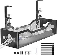 Under Desk Cable Management Tray No Drill, Metal Mesh Cable Management U...