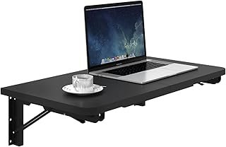 TEAMIX Wall Mounted Folding Table, Black Floating Desk for Small Spaces,...