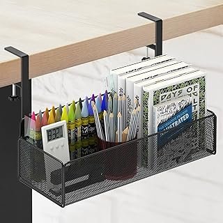 Office Under Desk Organizer Storage, Metal 3-IN-1 Clamp On Desk Side and...