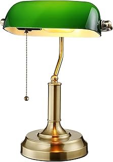 TORCHSTAR Green Glass Bankers Desk Lamp, UL Listed, Antique Desk Lamps w...