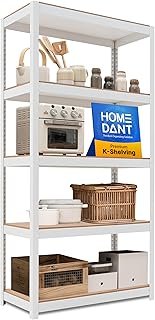 HOMEDANT House 5-Tier Laminated Metal Shelving Unit Adjustable Storage U...