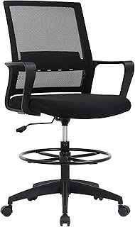 Drafting Chair Tall Office Chair Adjustable Swivel Rolling Mesh Height w...