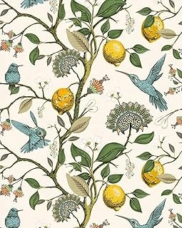 Blue Bird Self Adhesive Wallpaper Fresh Lemon Tree Peel and Stick Wallpa...