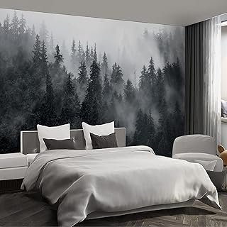 Misty Forest Landscape Wall murals Woodland Tree Peel and Stick Wallpape...