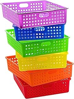 4E's Novelty 6 Pcs Colorful Plastic Classroom Storage Bins 13.75
