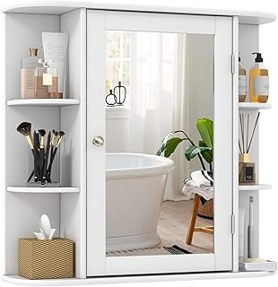 Tangkula Bathroom Medicine Cabinet with Mirror, Wall Mounted Home Storag...