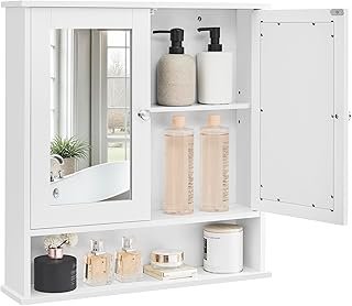 VASAGLE Bathroom Cabinet with Mirror, Wall Cabinet with 2 Mirrored Doors...