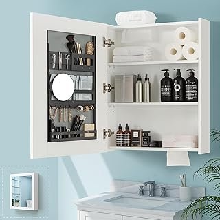 Bathroom Mirror Cabinet - Large Single Door 24x30 inchs Wall Cabinet Bat...