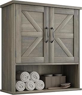 Bathroom Wall Cabinet with Barn Doors, Wall Mounted Bathroom Storage Cab...