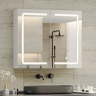 DICTAC Bathroom Medicine Cabinet with Mirrors and Led Lights 27.6x23.62 ...