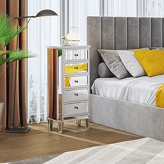VINGLI VNGLI Mirrored Dresser 5 Drawers Modern Chest, Mirrored Chest of ...