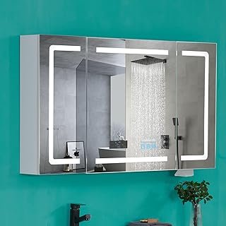 VINGLI LED Lighted Medicine Cabinet with Intelligent Mirror, Bluetooth S...
