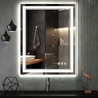 LED Bathroom Mirror, 24x32 Inch Gradient Front and Backlit LED Mirror fo...